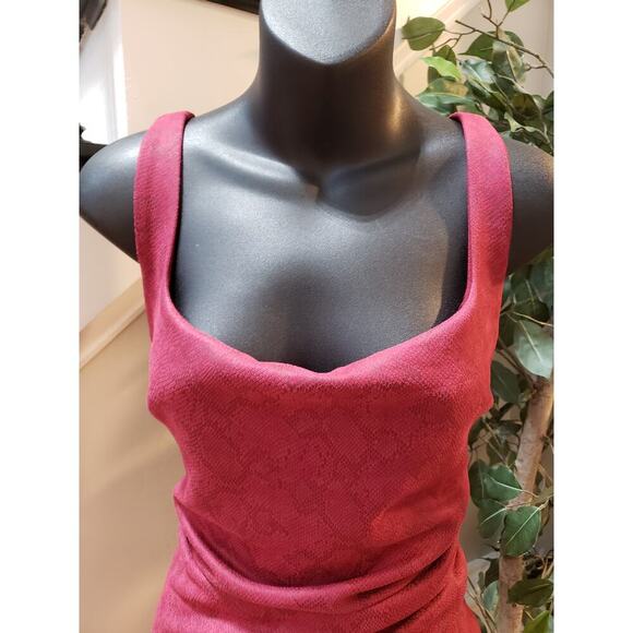 House of Wallace Bodycon Dress Women's Large Red Stretch Back Zip Square Neck - Picture 14 of 14